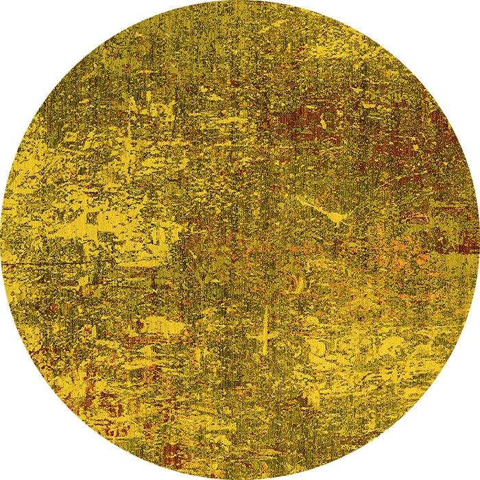 Round Machine Washable Oriental Yellow Industrial Rug, wshurb2809yw