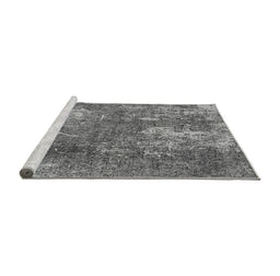 Sideview of Machine Washable Oriental Gray Industrial Rug, wshurb2809gry