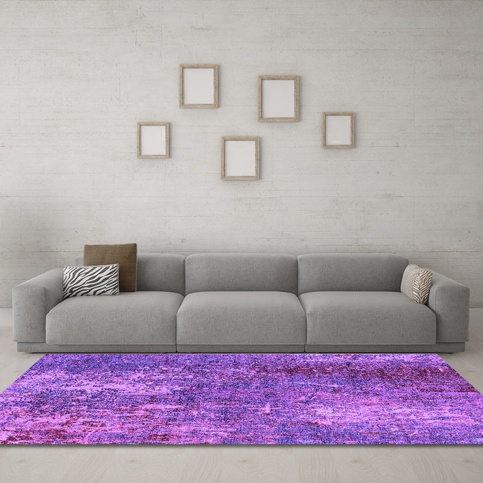 Machine Washable Oriental Purple Industrial Area Rugs in a Living Room, wshurb2809pur
