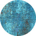 Round Oriental Light Blue Industrial Rug, urb2809lblu