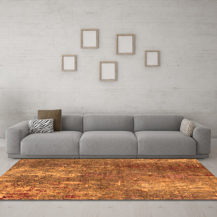 Machine Washable Oriental Orange Industrial Area Rugs in a Living Room, wshurb2809org