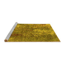 Sideview of Machine Washable Oriental Yellow Industrial Rug, wshurb2809yw