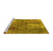 Sideview of Machine Washable Oriental Yellow Industrial Rug, wshurb2809yw