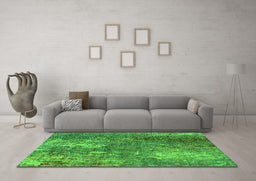 Machine Washable Oriental Green Industrial Area Rugs in a Living Room,, wshurb2809grn
