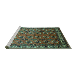 Sideview of Machine Washable Oriental Turquoise Industrial Area Rugs, wshurb2810turq