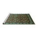 Sideview of Machine Washable Oriental Turquoise Industrial Area Rugs, wshurb2810turq