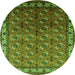 Round Oriental Green Industrial Rug, urb2810grn