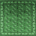 Square Machine Washable Oriental Emerald Green Industrial Area Rugs, wshurb2810emgrn