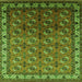 Square Machine Washable Oriental Green Industrial Area Rugs, wshurb2810grn