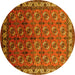 Round Oriental Yellow Industrial Rug, urb2810yw