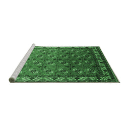 Sideview of Machine Washable Oriental Emerald Green Industrial Area Rugs, wshurb2810emgrn