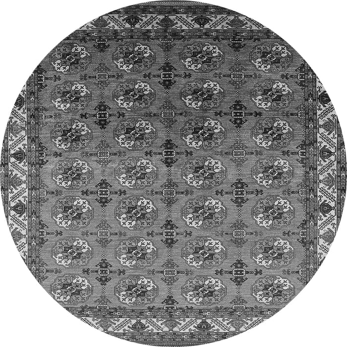 Round Machine Washable Oriental Gray Industrial Rug, wshurb2810gry