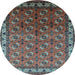 Round Oriental Light Blue Industrial Rug, urb2810lblu