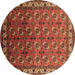 Round Oriental Brown Industrial Rug, urb2810brn