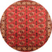 Round Machine Washable Oriental Orange Industrial Area Rugs, wshurb2810org