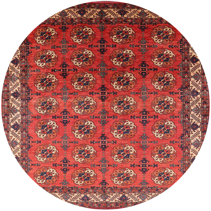 Round Mid-Century Modern Red Oriental Rug, urb2810