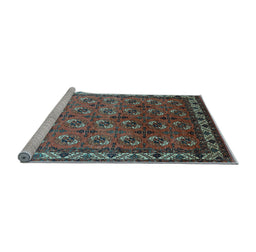 Sideview of Machine Washable Oriental Light Blue Industrial Rug, wshurb2810lblu