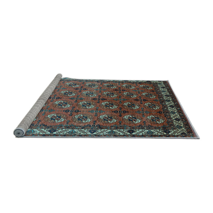 Sideview of Machine Washable Oriental Light Blue Industrial Rug, wshurb2810lblu