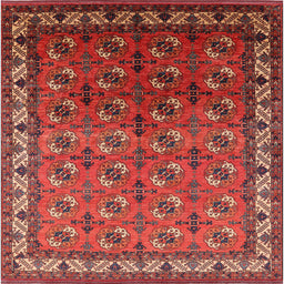 Square Machine Washable Industrial Modern Red Rug, wshurb2810