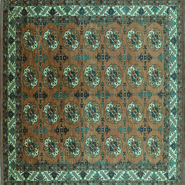 Square Machine Washable Oriental Turquoise Industrial Area Rugs, wshurb2810turq