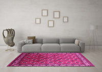 Machine Washable Oriental Pink Industrial Rug, wshurb2810pnk