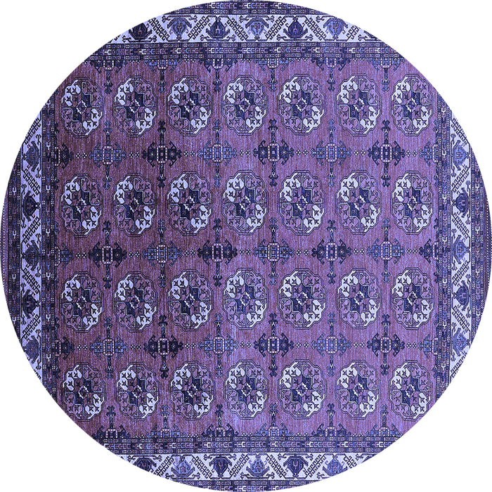 Round Machine Washable Oriental Blue Industrial Rug, wshurb2810blu