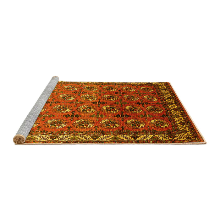 Sideview of Machine Washable Oriental Yellow Industrial Rug, wshurb2810yw