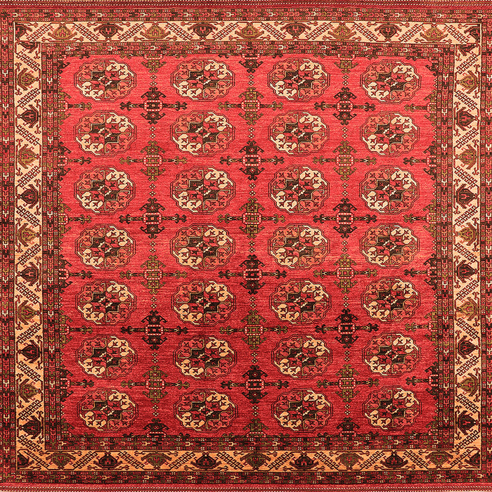 Square Machine Washable Oriental Orange Industrial Area Rugs, wshurb2810org
