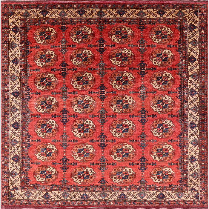 Square Mid-Century Modern Red Oriental Rug, urb2810