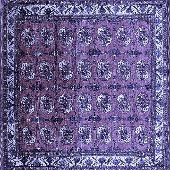 Square Machine Washable Oriental Blue Industrial Rug, wshurb2810blu
