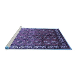 Sideview of Machine Washable Oriental Blue Industrial Rug, wshurb2810blu