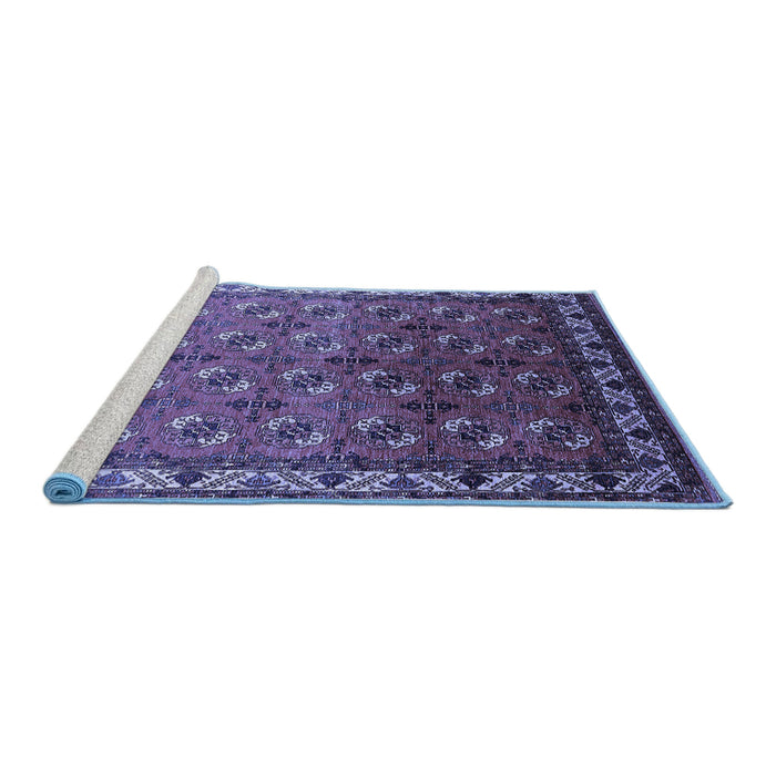 Sideview of Machine Washable Oriental Blue Industrial Rug, wshurb2810blu