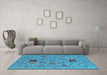 Machine Washable Oriental Light Blue Industrial Rug in a Living Room, wshurb2811lblu