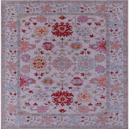 Square Machine Washable Industrial Modern Mauve Taupe Purple Rug, wshurb2811