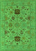 Machine Washable Oriental Green Industrial Area Rugs, wshurb2811grn