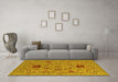 Machine Washable Oriental Yellow Industrial Rug in a Living Room, wshurb2811yw