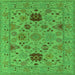 Square Machine Washable Oriental Green Industrial Area Rugs, wshurb2811grn