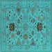 Square Oriental Turquoise Industrial Rug, urb2811turq