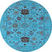 Round Oriental Light Blue Industrial Rug, urb2811lblu