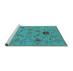 Sideview of Machine Washable Oriental Turquoise Industrial Area Rugs, wshurb2811turq