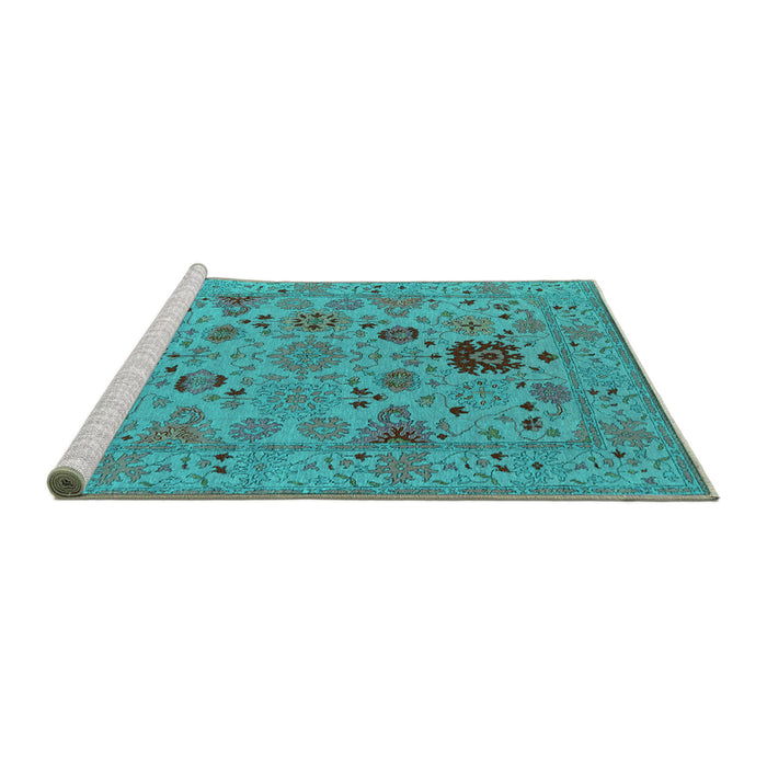 Sideview of Machine Washable Oriental Turquoise Industrial Area Rugs, wshurb2811turq