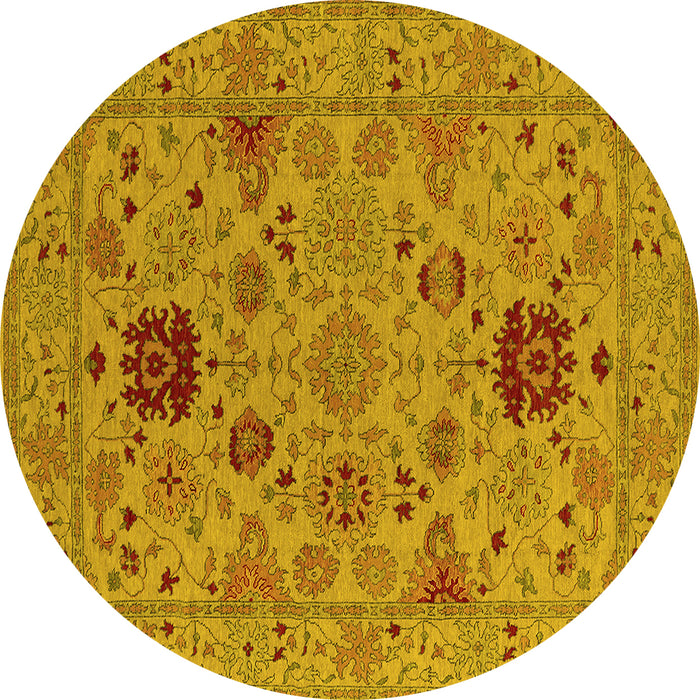 Round Oriental Yellow Industrial Rug, urb2811yw
