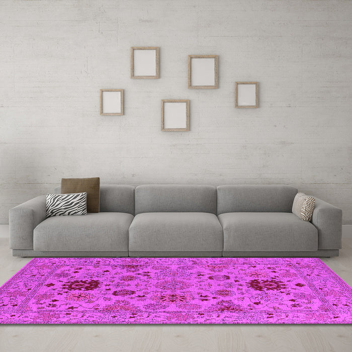 Machine Washable Oriental Pink Industrial Rug in a Living Room, wshurb2811pnk