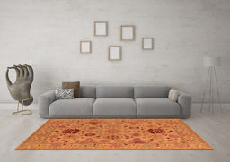 Machine Washable Oriental Orange Industrial Area Rugs in a Living Room, wshurb2811org