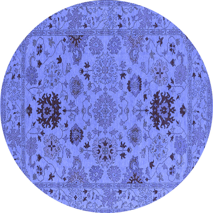 Round Oriental Blue Industrial Rug, urb2811blu