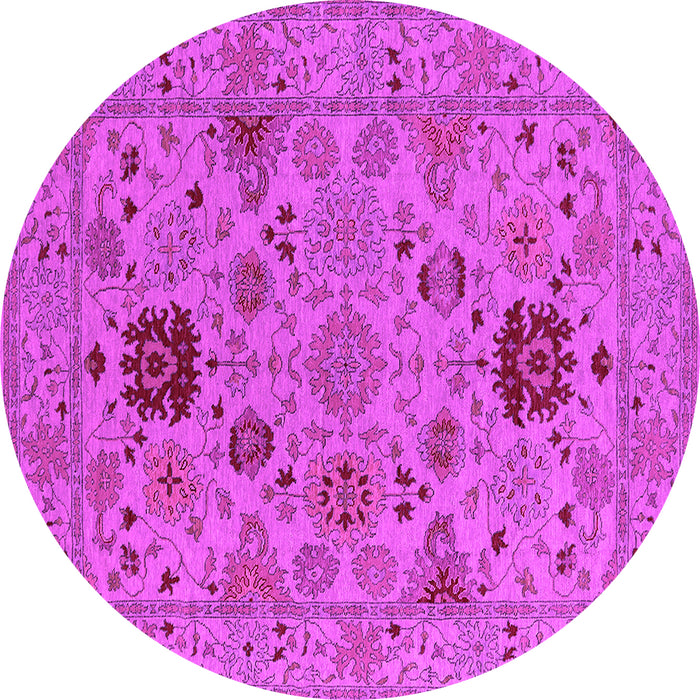 Round Machine Washable Oriental Pink Industrial Rug, wshurb2811pnk