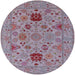 Round Machine Washable Industrial Modern Mauve Taupe Purple Rug, wshurb2811