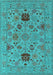 Machine Washable Oriental Turquoise Industrial Area Rugs, wshurb2811turq