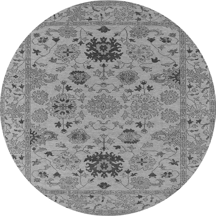 Round Machine Washable Oriental Gray Industrial Rug, wshurb2811gry
