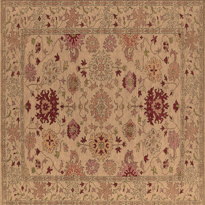 Square Machine Washable Oriental Brown Industrial Rug, wshurb2811brn